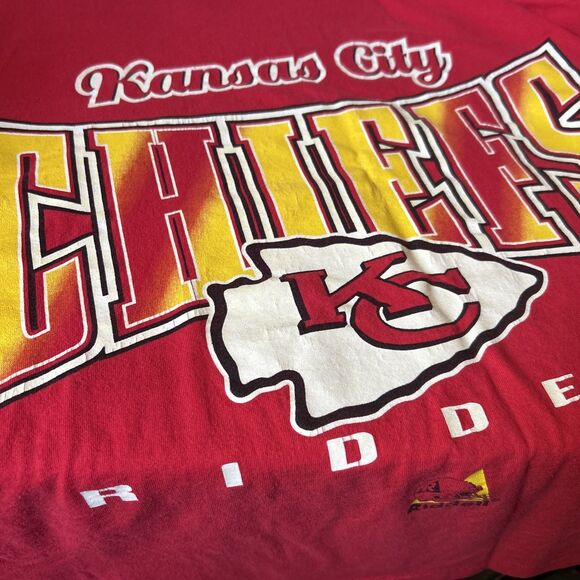 Vintage 1997 Kansas City Chiefs Riddell T-Shirt Single Stitch 90s XXL-READ Hole - Picture 8 of 12
